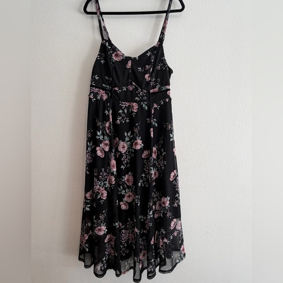 Torrid Black Floral Mesh Midi Dress size Large - Picture 2 of 14